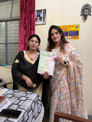 Ms. Shikha Dabas awarded her Ph.D. degree in English.